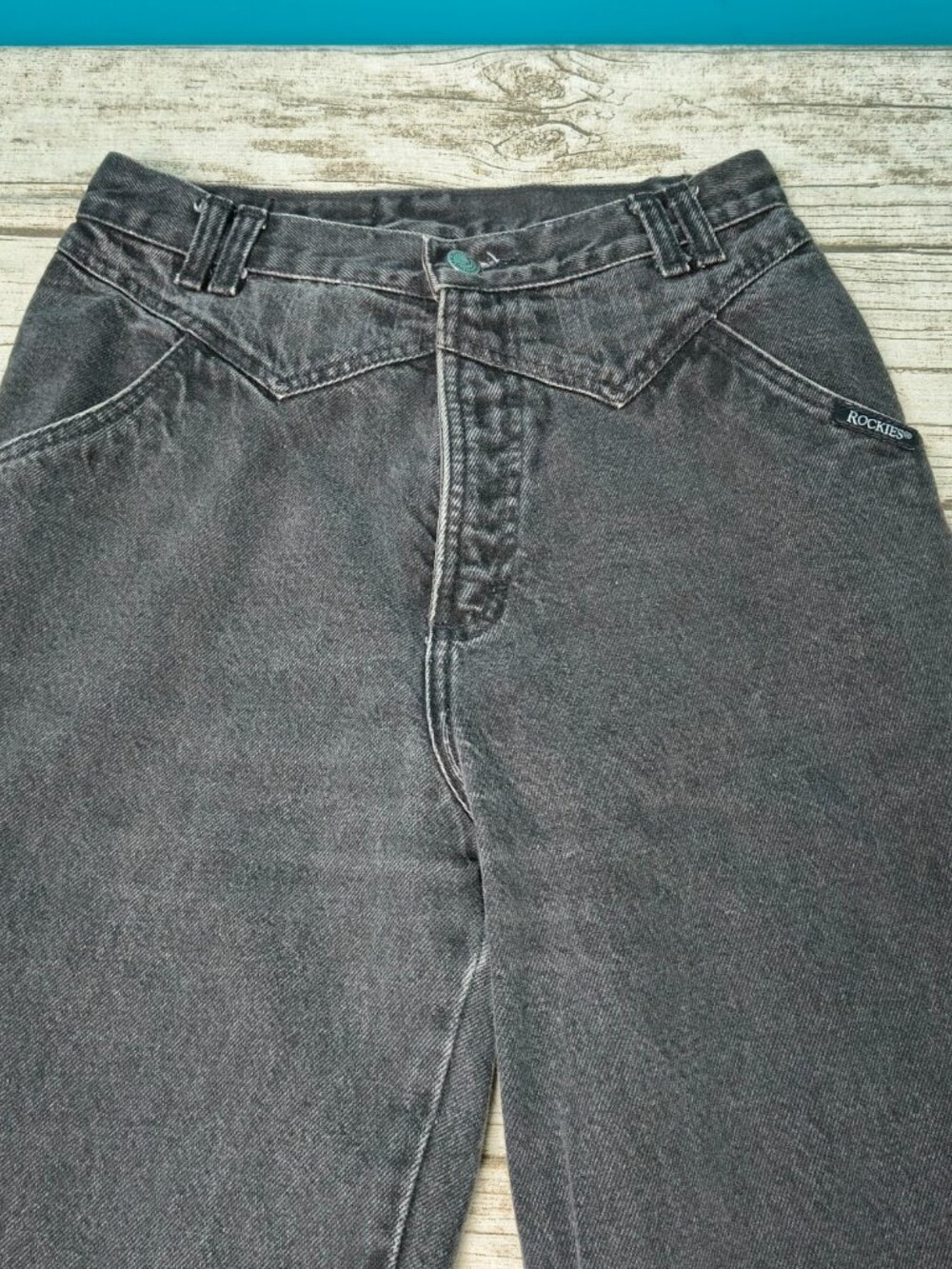 Vintage Rocky Mountain Black High Waisted Western Denim Jeans Womens